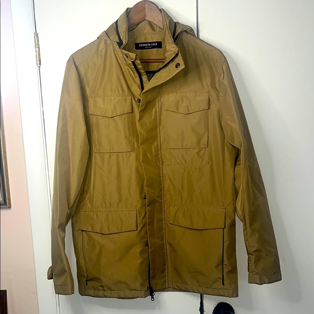 Kenneth Cole Tan Raincoat with Utility Design Small